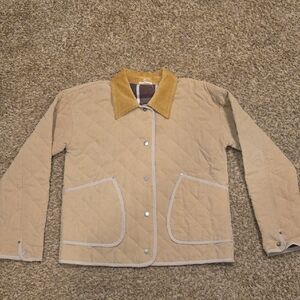 Mystree Tan Quilted Jacket with Gold Collar